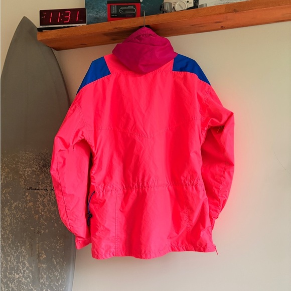 Vintage COLUMBIA pink windbreaker shell jacket Medium men lots of zippers - Picture 7 of 8